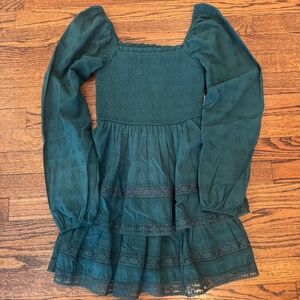 Altar'd State Dress XXS Pheebie Clipdot Mini Dress Dark Green